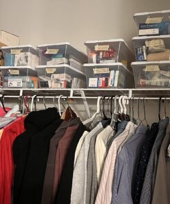 Sterilite 6 Qt Storage Box, Stackable Bin with Lid, Plastic Container to Organize Shoes and Crafts on Closet Shelves, Clear with White Lid, 12-pack 6 Quart 44 711qh9FT8uL