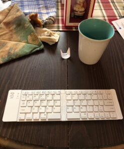 IKOS Folding Bluetooth Wireless Keyboard Slim Pocket Portable Travel Foldable Full Size Keyboard with Stand Holder for iPhone6-13 Max iPad Mini/Pro/Air, iOS Android Windows Laptop Smartphone/Tablet 48 711rbuc7naL