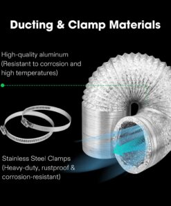 VIVOSUN 2-Pack 6 Inch 8 Feet Non-Insulated Flex Air Aluminum Ducting Dryer Vent Hose for HVAC Ventilation, 4 Clamps Included 6" x 8FT 29 711riO7vxWL