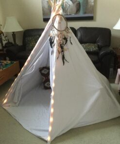 6' Giant Teepee Play House of Pine Wood with Carry Case by Trademark Innovations (White) 57 711rlRY04qL