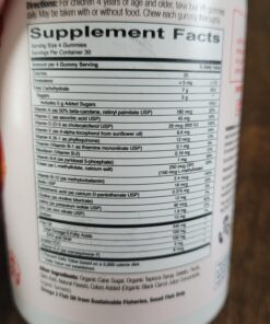 SmartyPants Kids Multivitamin Gummies: Omega 3 Fish Oil (EPA/DHA), Vitamin D3, C, Vitamin B12, B6, Vitamin A, K & Zinc for Immune Support, Gluten Free, Three Fruit Flavors, 120 Count (22 Day Supply) Kids Formula 120 Count (Pack of 1) 39 711sS2SyGWL 1