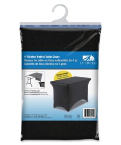 Iceberg iGear Stretch Fabric Table Cover, Fits 4' Table, Polyester/Spandex, Black, 24" W x 48" L 4' 24 711sdHEGnbL