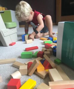 Cubbie Lee Premium Wooden Building Blocks Set - 100 pc for Toddlers Preschool Age - Classic Hardwood Plain & Colored Small Wood Block Pieces for Boys & Girls - Classic Build & Play Toy 37 711soWN4uL