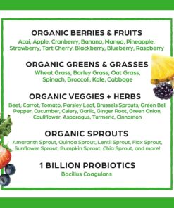 Orgain Organic Greens Powder + 50 Superfoods, Original - 1 Billion Probiotics for Gut Health, Antioxidants, Vegan, Plant Based, Gluten Free, Non GMO, Dairy Free Juice & Smoothie Mix - 0.62lb 20 Servings (Pack of 1) 21 711tCm0SuxL 1