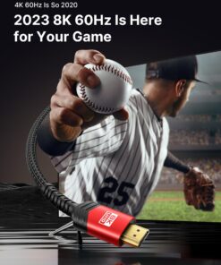 Alternative view of JSAUX 8K HDMI Cables 2.1 10FT 2-Pack 48Gbps 8K & 4K Ultra High Speed Cords(8K@60Hz 7680x4320, 4K@120Hz) eARC HDR10 HDCP 2.2 & 2.3 3D, Compatible for PS5/PS4/X-Box/Roku TV/HDTV/Blu-ray/LG/Samsung QLED Red