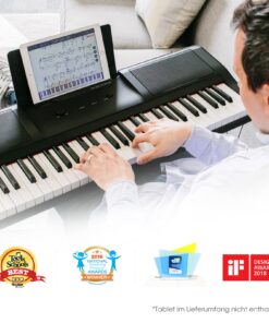 The ONE Keyboard Piano, 61 Key Piano Keyboard for Beginner/Professional, Electric Piano w/Lighted Keys, Music Stand & Piano App, Supports USB MIDI/Audio/Microphone/Headphones/Sustain Pedal Onyx Black 17 711ugOp2 L