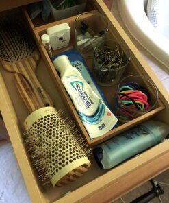 Seville Classics Bamboo Premium Organizer Storage Bins for Kitchen Silverware, Pantry, Closet, Office Desk, Pens, Utensils, Makeup, K Cup, Bamboo, Bin Set w/Dividers (5 Piece) Bin Set w/ Dividers (5 Piece) 33 711ukrucOiL