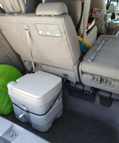 Camco 5.3-Gallon Portable Travel Toilet | Features Detachable Holding Tank w/Sealing Slide Valve & Bellow-Type Flush | Easy Transport w/Compact Lightweight Design & Carry Handle | Gray (41541) 5.3 Gallon 43 711uzoWNkiL