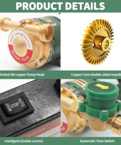 KOLERFLO 120W Water Pressure Booster Pump 115VAC,396 GPH,21.7 PSI Household Automatic Home Booster Pump with Water Flow Switch for Home Kitchen Bathroom Irrigation(H15GR-15) 32 711xZ8ZzKCL