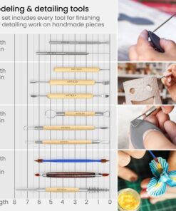 Arteza Pottery & Polymer Clay Tools, 42-Piece Sculpting Set, Steel Tip Tools with Wooden Handles, for Pottery Modeling, Smoothing, Carving & Ceramics 27 711xcKge RL