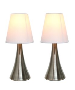 Simple Designs LT2014-WHT-2PK Valencia Brushed Nickel Mini Touch Table Lamps with Fabric Shades, White (Pack of 2) Brushed Nickel Base with White Shades 32 711yK2DzfmL