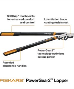 Fiskars 32" PowerGear2 Steel Blade Garden Bypass Lopper and Tree Trimmer - Sharp Precision-Ground Steel Blade Tree Cutter Blade for Branches up to 2" Diameter 32 in 25 711ya3pek3L