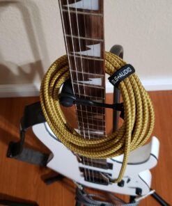 GLS Audio Instrument Cable - 1/4 Inch TS to 1/4 Inch Instrument Cable for Bass/Electric Guitar- Brown/Yellow Braided Tweed, 20ft 20 Ft. Straight Gold 28 711zk6wKgeL