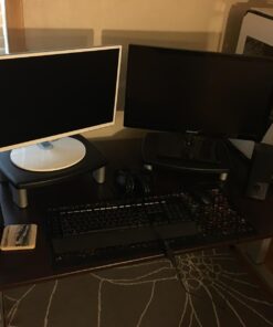 3M Adjustable Monitor Stand Riser, Three Leg Segments Simply Adjust Height, Sturdy Platform Holds Up to 80 lbs for Monitors, Laptops, and Printers, Space for Storage Underneath, Silver/Black (MS80B) 11-Inch 33 712 DlpabVL