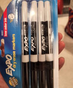 EXPO Low Odor Dry Erase Markers, Fine Tip, Black, 4 Count 4 Count Black 35 7120O8bH79L