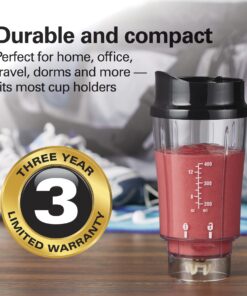 Hamilton Beach Portable Blender for Shakes and Smoothies with 14 Oz BPA Free Travel Cup and Lid, Durable Stainless Steel Blades for Powerful Blending Performance, Black (51101AV) 14 oz. 1 Jar 33 7120koqJodL