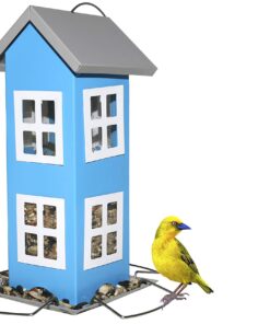 Sherwoodbase Ridge - Wild Bird House Feeder, Weatherproof Design for Easy Cleaning & Refills, Comes with Hook to Hang on Tree, Poles in Backyard Garden, Patio; Gift idea for Parents (Blue) 28 7120wgNA6eL