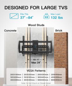 PERLESMITH Long Arm TV Wall Mount for 37-84 inch TVs, Full Motion TV Mount with 42.72 inch Extension Articulating Arm Swivel and Tilt, Max VESA 600x400mm, Holds up to 132 lbs, 16”,18”, 24” Studs 29 7121M1lb3kL