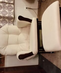 Storkcraft Premium Hoop Glider and Ottoman (Espresso, Beige) – Padded Cushions with Storage Pocket, Smooth Rocking Motion, Easy to Assemble, Solid Hardwood Base Espresso W/ Beige Micro 53 7121N8kScOL