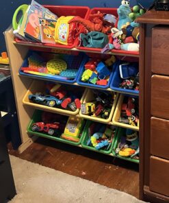 Humble Crew, Natural/Primary Kids' Toy Storage Organizer with 12 Plastic Bins, 34*35*15.5inch 51 7121VghpQtL