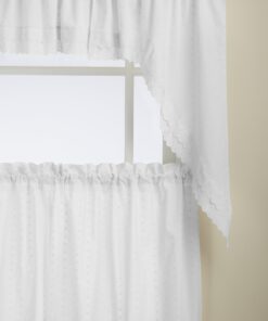Alternative view of LORRAINE HOME FASHIONS Ribbon Eyelet Valance, 60 by 12-Inch, White Valance 60 in x 12 in