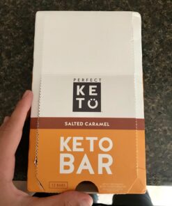 Perfect Keto Bars - The Cleanest Keto Snacks with Collagen and MCT. No Added Sugar, Keto Diet Friendly - 3g Net Carbs, 18g Fat,11g protein - Keto Diet Food Dessert (Salted Caramel, 12 Bars) Salted Caramel 12 Count (Pack of 1) 40 7124Ri fQ5L