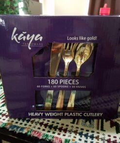 360 Piece Plastic Silverware Set – Disposable Gold Forks, Spoons, Knives – Bulk Flatware Utensil Party Supplies for Wedding, Birthday, All Occasions Metallic Gold 37 7124f6l4SL