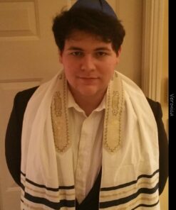 Holy Land Market Mens Messianic Shawl/Tallit - The Messiah Tallit Navy Blue/Gold 6 7125oINDS L