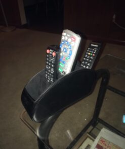 Londo Remote Control Holder with 5 Pockets - Store DVD, Blu-Ray, TV, Roku or Apple TV Remotes - PU Leather with Suede Lining - Slim, Compact Living or Bedroom Storage Black 24 7125tuAoTlL