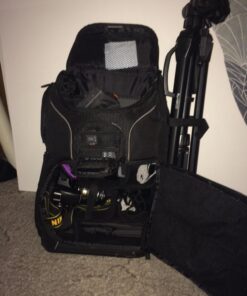 USA Gear DSLR Camera Backpack Case - 15.6 inch Laptop Compartment, Padded Custom Dividers, Tripod Holder, Rain Cover, Long-Lasting Durability and Storage Pockets - Compatible with Many DSLRs (Black) Black 62 7126Dy15sWL