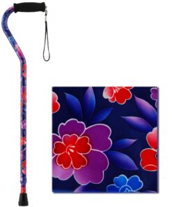 NOVA Designer Walking Cane with Offset Handle, Lightweight Adjustable Walking Stick with Carrying Strap Maui Flowers 16 7127Rc35CsL