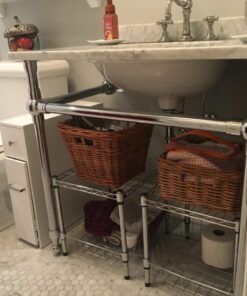 Whitmor Supreme Stacking Shelf with Basket - Adjustable Home Organizer - Chrome Stacking Shelf W/Basket 43 712AXGTsTqL