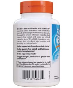Doctor's Best Astaxanthin, Powerful Antioxidant, Skin, Eye Health, Non-GMO, Gluten Free, Vegan, Soy Free, 6 mg, 90VSG 8 712Af80sO7L