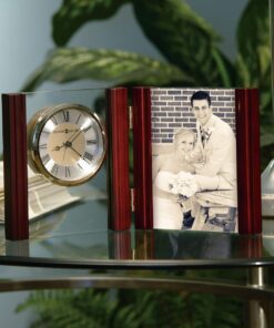 Howard Miller Alex Portrait Table Clock 645-618 – Hinged Wood, Glass Alarm Clock, Picture Frame, Satin Rosewood Hall Finish Side Columns, Quartz Alarm Movement 6 712JOdD7UIL