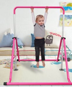 Tepemccu Expandable Gymnastics Bars,Adjustable Height Gymnastic Horizontal Bars,Junior Training Bar Children Folding Training Monkey Bars for Kids… Light Pink 27 712KXXq2r5L
