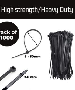 Alternative view of Bolt Dropper 8 Inch 1000-Piece Set Zip Cable Ties - 40lbs Tensile Strength - Heavy Duty, Self-Locking Premium UV-Resistant Nylon Ties - Indoor & Outdoor Organization of Cables, Tarps, & More - Black