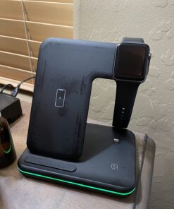 Wireless Charging Station, 2021 Upgraded 3 in 1 Wireless Charger Stand with Breathing Indicator Compatible with iPhone 12/11 Pro/XS/8, iWatch Series Black 33 712Kw4BUtqL