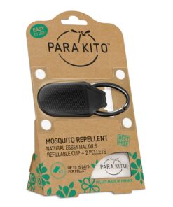 PARA'KITO Mosquito Insect & Bug Repellent Clip w/Natural Essential Oils - Waterproof, Outdoor Pest Repeller (Black) Black 12 712L2JelQQL