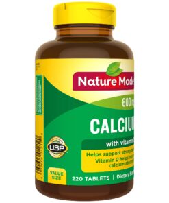 Nature Made Calcium 600 mg with Vitamin D3, Dietary Supplement for Bone Support, 220 Tablets Unflavored 220 Count (Pack of 1) 30 712NWtnidML