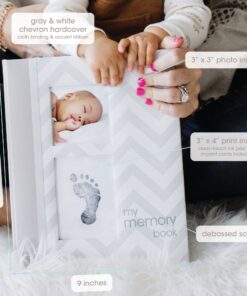 Pearhead First 5 Years Chevron Baby Memory Book, Clean-Touch Baby Safe Ink Pad for Baby’s Handprint or Baby’s Footprint, Gender Neutral Baby Milestone And Pregnancy Book, Gray Gray Chevron Babybook 29 712OV6zjFL