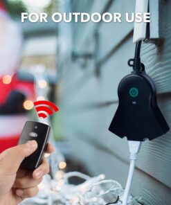 BN-LINK Outdoor Indoor Wireless Remote Control 3-Prong Outlet Weather Proof Heavy Duty 15 AMP Compact (Black) 3 Grounded Outlets with Remote 6-inch Cord 100ft Range ETL Listed 131R 33 712Ox14E83L