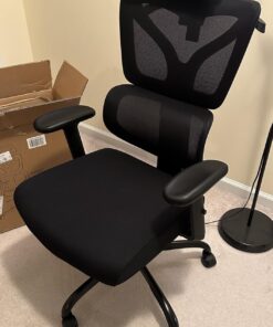 Winrise Office Chair Ergonomic Desk Chair, High Back Gaming Chair, Big and Tall Reclining Comfy Home Office Chair Lumbar Support Breathable Mesh Computer Chair Adjustable Armrests (Black) Black 32 712Swwo4PL