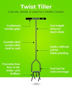 Yard Butler Twist Tiller garden cultivator & hand tiller heavy duty garden claw hand tool - ITNT-4 19 712T2j4s64L