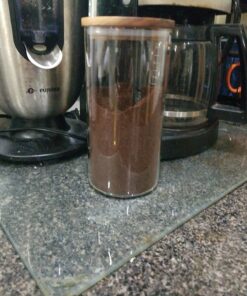 KKC HOME ACCENTS Clear Borosilicate Glass Storage Canister with Airtight Wood Lids,Sealed Glass Jar for Loose Leaf Tea,Grinder Coffee,Coffee Beans,Matcha Container,Fluid-oz 39 Floz 25 712THxnQA3L