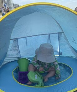 Sunba Youth Baby Beach Tent, Baby Pool Tent, UV Protection Infant Sun Shelters Beach Shade Tent, Pop Up Baby Tent for Beach Blue 27 712ThqD2kaL