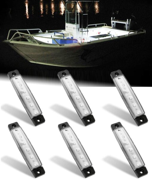 Shangyuan Marine Boat Lights, Utility Led Interior Lights For Boat Deck Courtesy Transom Cockpit Light, 12v Waterproof Marine Lighs For Yacht Fishing Pontoon Boat Sailboat Kayak Bass Boat Vessel, 6Pcs white