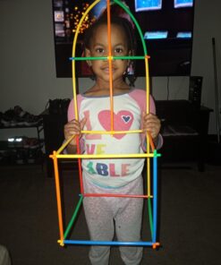 Playlearn LARGE 816 Piece Straws Builders Construction Building Toy – 8 Inch Full Size Straws - Giant Pack with Wheels and Special Connectors 30 712TpuZ9eaL