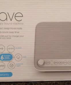 Pure Enrichment® WAVE™ Premium Sleep Therapy Sound Machine with USB Charger - Seamless Looping with 6 Soothing All-Natural Sounds, & Auto-Off Timer - Easily Portable for Travel (White) Patented Design White 45 712VNzqVh5L