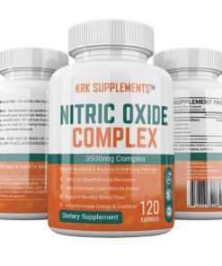 KRK SUPPLEMENTS 1 Bottle Nitric Oxide Complex 3500mg Per Serving L-Arginine HCL AAKG AKG Alpha Ketoglutarate Citrulline Malate 120 Capsules 120 Count (Pack of 1) 8 712VvsmCBqL