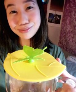 Silicone Cup Lids - Creative Butterfly Mug Cover From ME.FAN - Anti-dust Airtight Seal Silicone Drink Cup Lids - Hot Cup Lids 6 Set In Bright Colors 6 Set-Butterfly 38 712WGefpyL